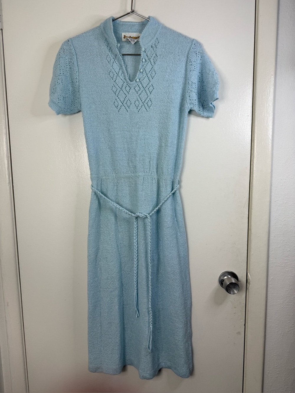 Just Mort by Mortimer Goldman, Mr. Mort baby blue short sleeve knit midi dress M